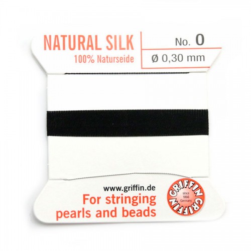 Silk bead cord 0.3mm black x 2m