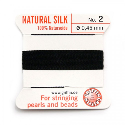Silk bead cord 0.45mm black x 2m