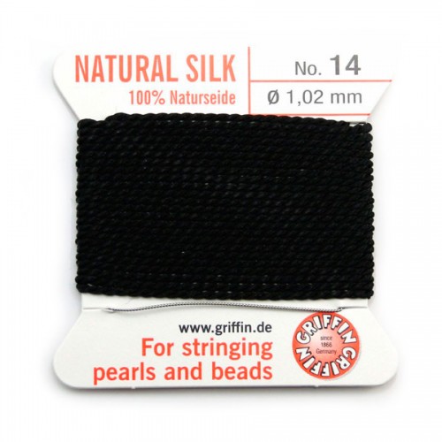 Silk bead cord 1.02mm black x 2m