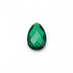 Synthetic corundum in the shape of drop, green, of size to 8x12mm x 1pc