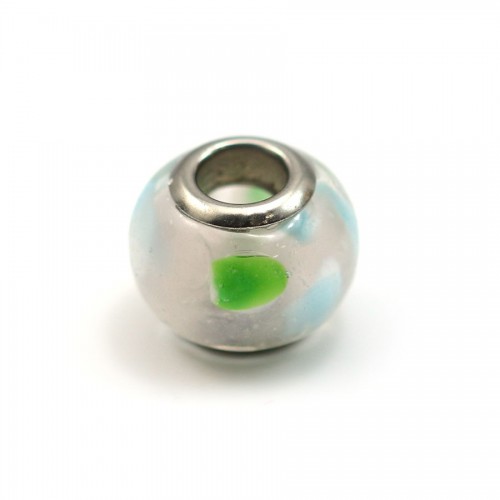 Earring silver 925 rhodium Jade colored green Flat Teardrop 13.5*18.5mm X 2pcs