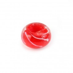 Perlina di vetro rossa e bianca 14 mm x 1 pz