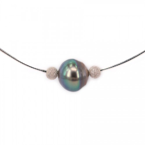 Collana di perle coltivate di Tahiti in argento 925 40cm x 1pc