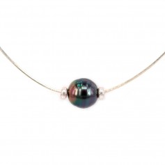 Necklace tahiti cultured pearl sterling silver 925 40cm x 1pc
