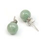 Earring in 925 silver and jade, in round shape, 8mm x 2pcs