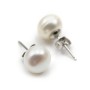 Earring silver 925 white Freshwater Pearl 9-10mm x 2pcs