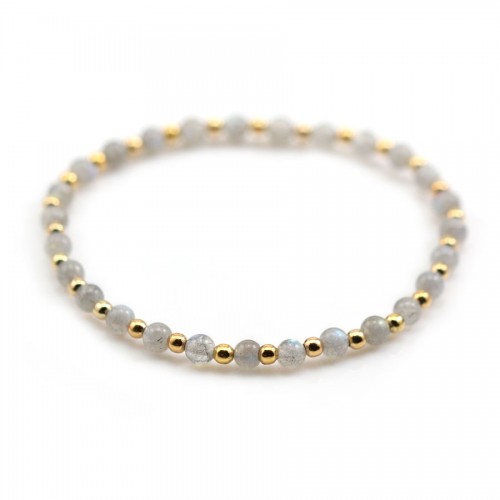 Bracelet labradorite 4mm, avec perles dorées x 1pc