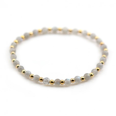 Bracelet Labradorite 4mm with golden pearl x 1pc
