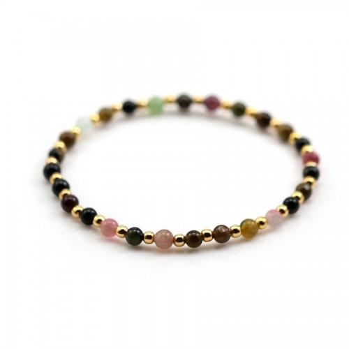 4mm tourmaline & gold pearl bracelet - Elastic x 1pc