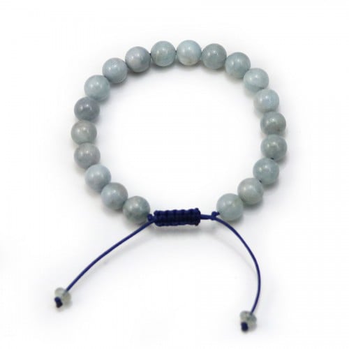 Bracelet aquamarine round bead 8.5mm x 1pc