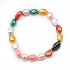 Bracelet Perle de culture d'eau douce multicolore baroque - Elastique x 1pc