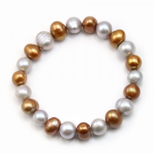 Bracciale di perle coltivate d'acqua dolce multicolore - Elastico x 1 pz