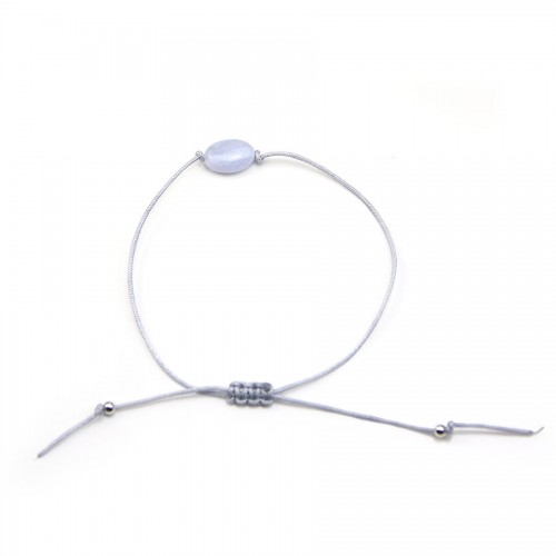 Chalcedony oval bracelet 10x14mm - Adjustable cord x 1pc
