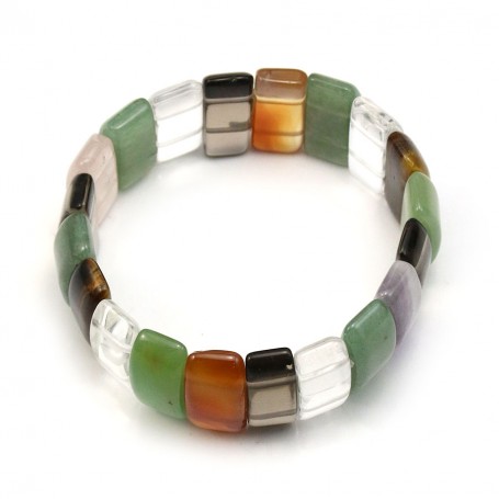 Bracelet made with different stones, flat and rectangular shape x 1pc