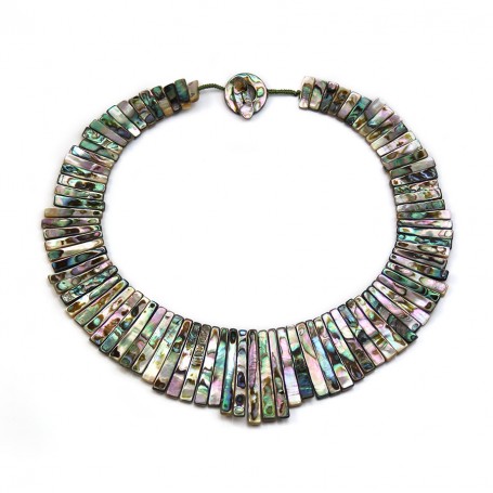 Simple necklace gives a pearly gloss to abalone 16.3x43.2mm x 1pc