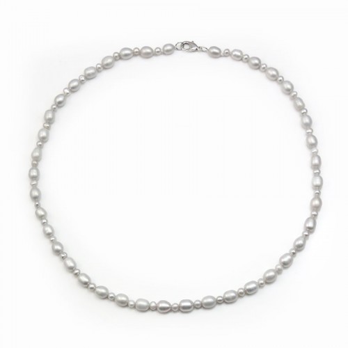 Collar de perlas de agua dulce gris x 1pc