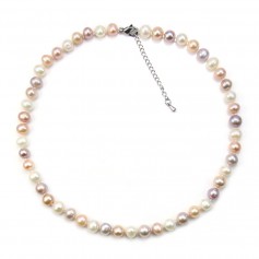 Necklace freshwater pearls multicolor 8-9mm