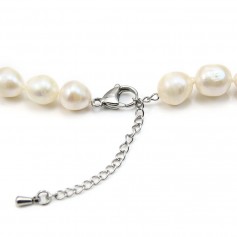 Collana di perle d'acqua dolce bianche 9x10 mm