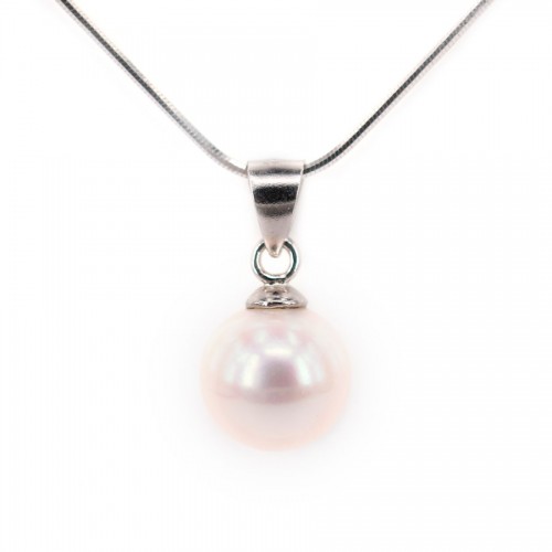 Cultured Pearl Necklace 8-9mm & Rhodium Silver 925 x 1pc