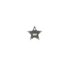 Medalha em forma de estrela de encanto gravada em prata 925, 8mm x 2pcs
