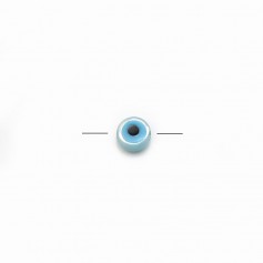 Nazar boncuk (olho azul) redondo, madrepérola branca, 4mm x 2pcs