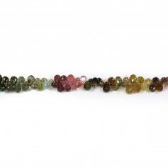 Turmalinas multicolor, forma briolette facetada 5x5.5-5x6.5mm x 20cm
