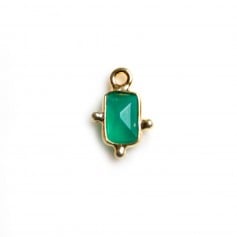Green Agate Rectangle on gold gilt Charm 8*12mm x 1pc