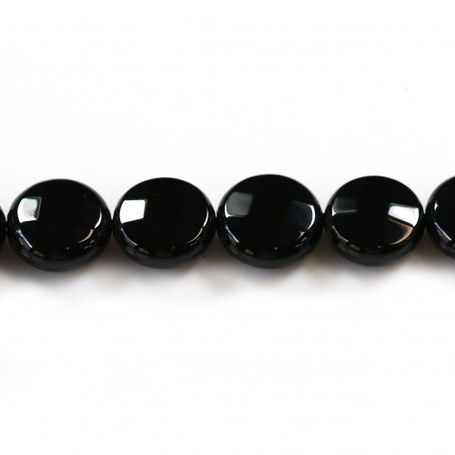 Agata nera piatta sfaccettatura rotonda 10mm x 5pcs
