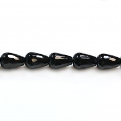 Black agate drips faceted, 10x14mm x 4 pcs