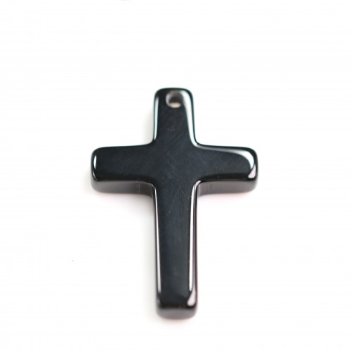 Agate noir croix 20*30mm x 40cm