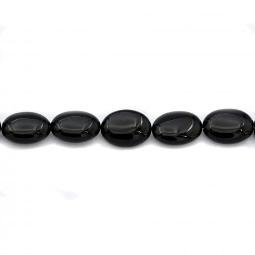 Oval black agate 9*13mm x 6 pcs