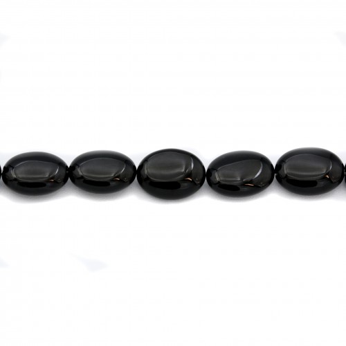 Schwarzer Achat oval 10x14mm x 6 Stück
