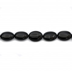 Black oval agate 10x14mm x 6 pcs