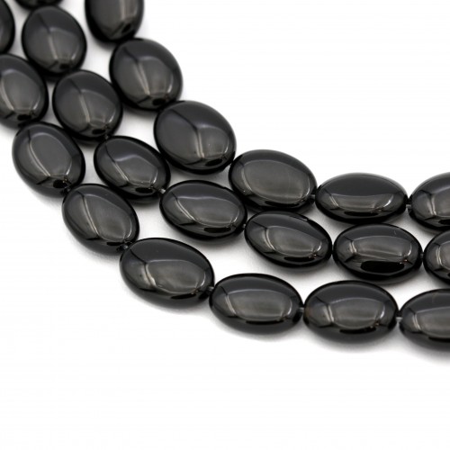 Onyx noir, ovale,10x14mm x 40cm