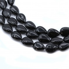 Onyx black, flat drop, 9x13mm x 40cm