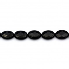 Agata nera ovale sfaccettata, 15x20 mm x 2 pezzi