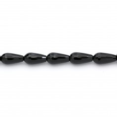 Agata nera, forma di goccia sfaccettata, 8 * 16 mm x 4 pezzi