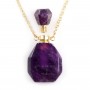 Gold flash plated on brass necklace with Amethyst perfume bottle pendant