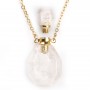 Necklace in "flash" gold gilt on brass with rock crystal perfume bottle pendant