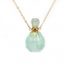 Necklace in fine gold gilt brass with Fluorite perfume bottle pendant