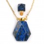 Collier en dorée sur laiton avec pendentif flacon de parfum en Lapis lazuli