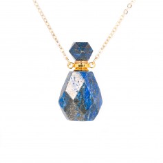 Fine gold gilt brass necklace with Lapis lazuli perfume bottle pendant