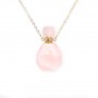Gold flash plated on brass necklace with Rose Quartz perfume bottle pendant