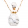 Gold flash plated on brass necklace with perfume bottle pendant in Howlite