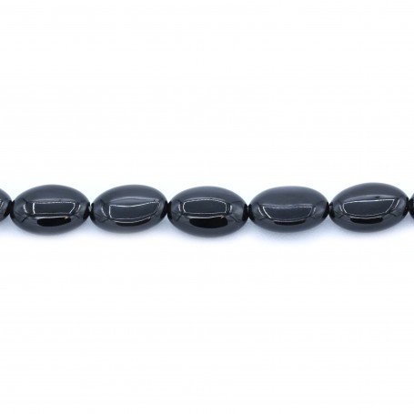Agate Noire ovale 8x12mm x 4 perles