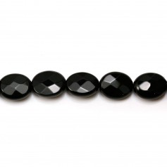 Agate noire ovale facetté 8x10mm x 4pcs