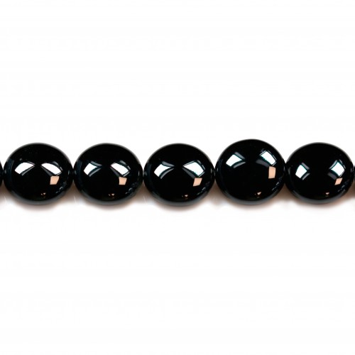 Achat in schwarzer Farbe, flache runde Form, 12mm x 5pcs