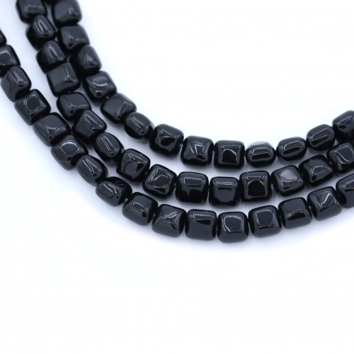 Agate in black color, in square shape 6mm x 39cm