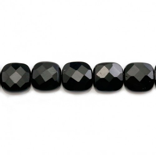 Agate noire de forme carré facetté 8mm x 4pcs