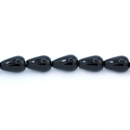 Agate de couleur noire, en forme de goutte, 8 * 12mm x 10pcs